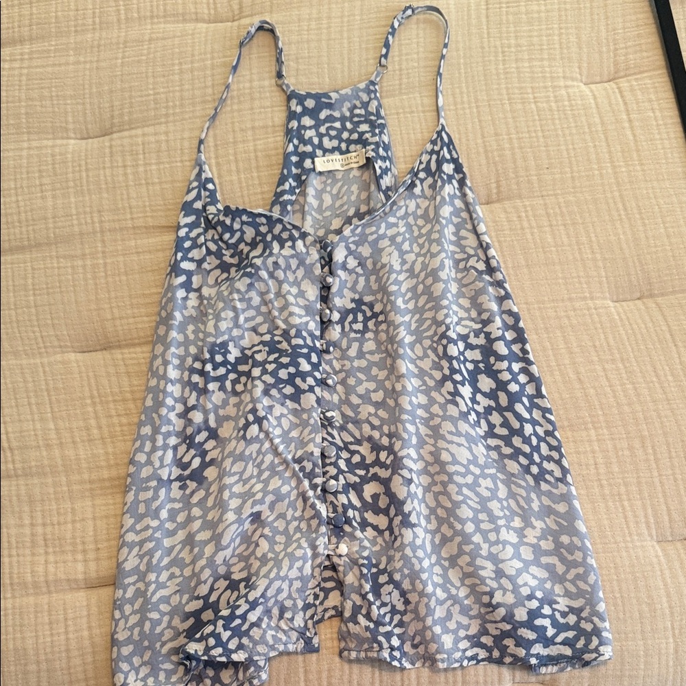 Lovestitch Blue and Cream Leopard Print Tank